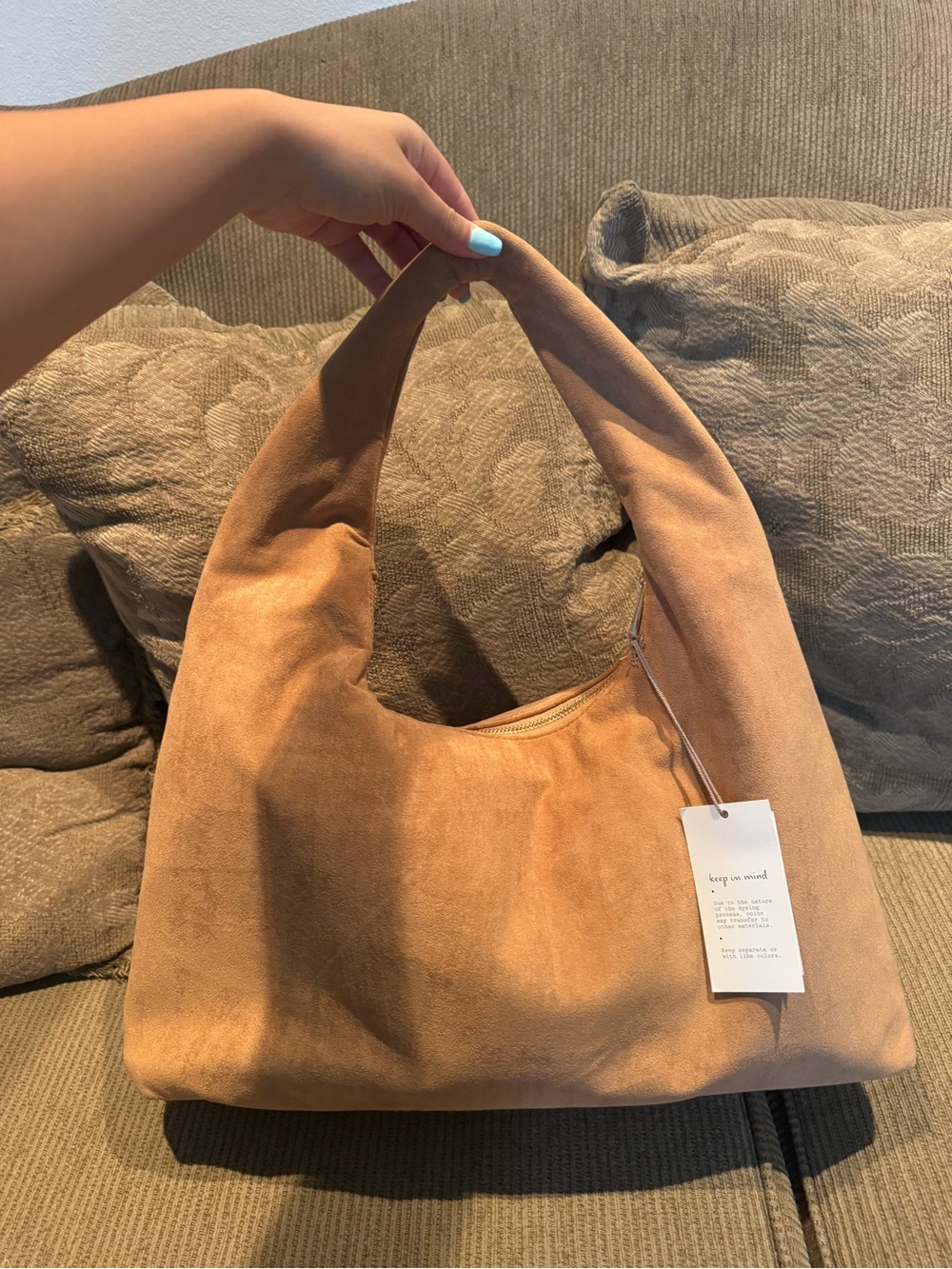 Suede like Hobo Shoulder Bag